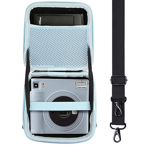 Image of Aenllosi Hard Carrying Case Compatible with Fujifilm Instax Square SQ40/SQ1 Instant Camera,Mesh Pocket for Fujifilm Instax Square Film & Charging Cable(Inside Blue)