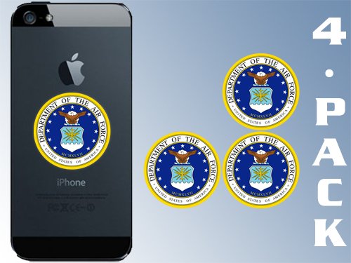 4-Pack Round Air Force Logo Cell Phone Stickers (Insignia Seal Laptop Case Usaf) #TOP17