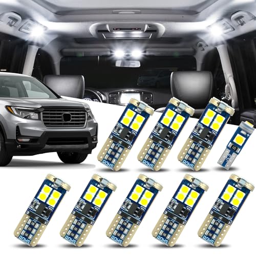 Auto Dynasty 9 Pieces 12V 5500K Interior Car Map Cargo License Plate LED Light Bulbs Kit Compatible Honda Ridgeline 2017-2025