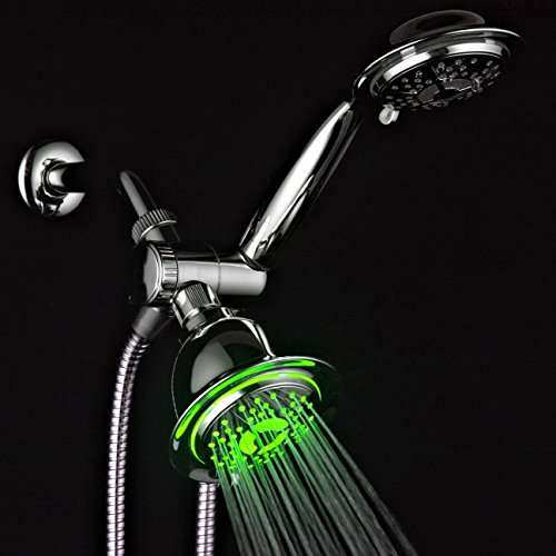 Regadera PowerSpa cromo con LED y manguera de 5 ft miniatura 5