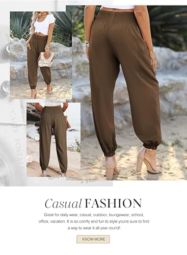 Dokotoo Women'S Spring Boho Pants Long Rosa High Waisted Elephant Trousers 2024 Baggy Parachute Fall With Pockets,Desert Palm Medium thumb #2