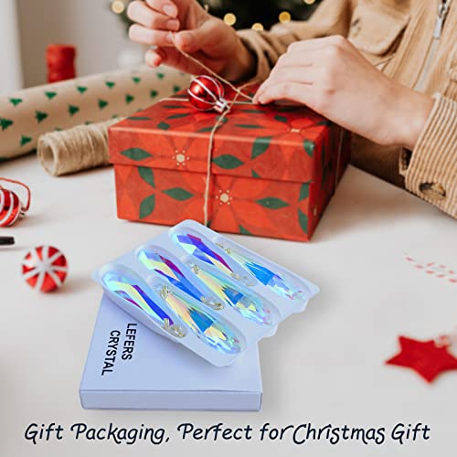 Crystal Glass Christmas Ornaments, 6Pcs Teardrop Prism Hanging Crystals For Christmas Tree,Centerpieces,Wedding,Party Decor (Crystal Ab) #TOP5