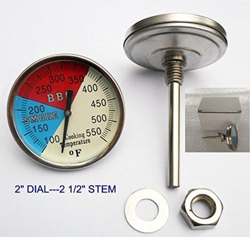 Ministry of Warehouse 2" 550 RWB BBQ Charcoal Grill Wood Smoker Oven Pit Temp Gauge Thermometer