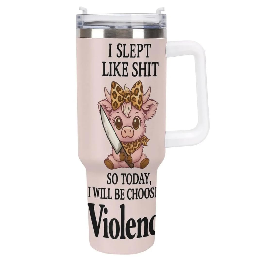 Amazon.com: 40oz Highland Cow Tumbler, I Slept Like Shit Today I