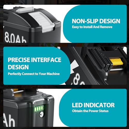 Image of Bonacell 2Pack 8.0Ah Replacement for Makita 18V Battery Compatible with Makita 18Volt Battery BL1815 BL1815N BL1820 BL1820B BL1830 BL1840 BL1840B BL1850 BL1840B