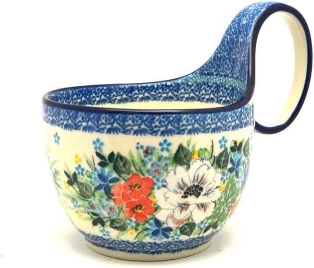 Polish Pottery Loop Handle Bowl - Unikat Signature U5156