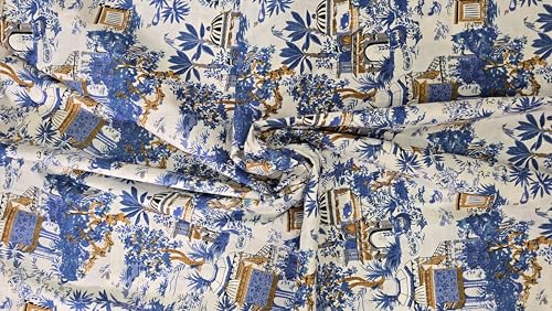 Tissu imprimé floral coton supérieur bleu blanc 13 mètres pour bricolage