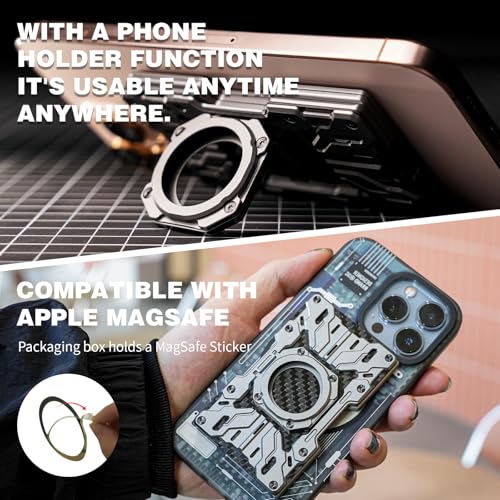 AirTag Wallet for Men – Slim Minimalist Metal Wallet with Carbon Fiber, RFID-Blocking Credit Card Holder, Magnetic Wallet & Built-in Phone Stand, Front Pocket Wallet Grey4