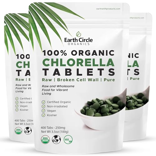 Chlorella-Tablets-400-Count-Kosher-High-Potency-Supplement-All-Natural-Chlorophyll-Pure-Green-Algae-superfood-Broken-Cell-Wall-High-in-Protein-Iron-No-additives-Vegan-Pack-of-3