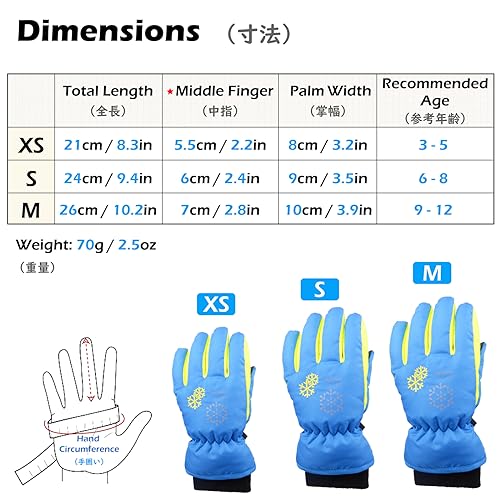 Image of TRIWONDER Ski Snowboard Gloves for Kids - Waterproof Winter Warm Gloves Thermal Fleece Snow Gloves (S, Blue)