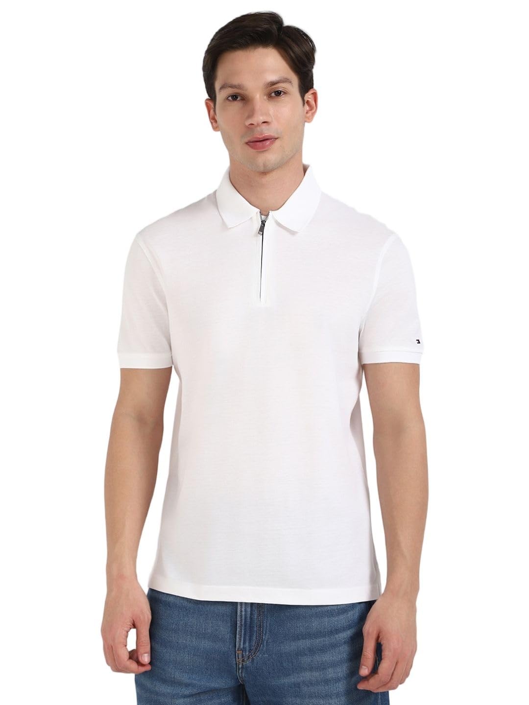 Tommy Hilfiger Solid Regular-Fit Cotton Polo T-Shirt-picture-41