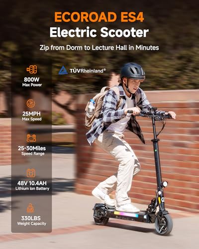 Image of ECOROAD Electric Scooter for Adults, 750W Motor & 25 MPH & 30-35 Miles Long Range, 8.5&10 inch Tires with Dual Suspension, Foldable Commuting E Scooter with App Control