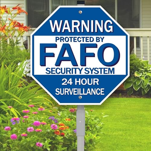 1Pack Security System Warning Yard Sign with 28 inch Stakes 10x10 inch Reflective Aluminum