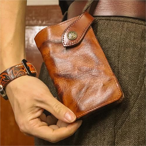 Vintage Wallet Long Wallet Handmade Wrinkled Vegetable Tanned Leather Wallet Card Holder Wallet(Brown)3