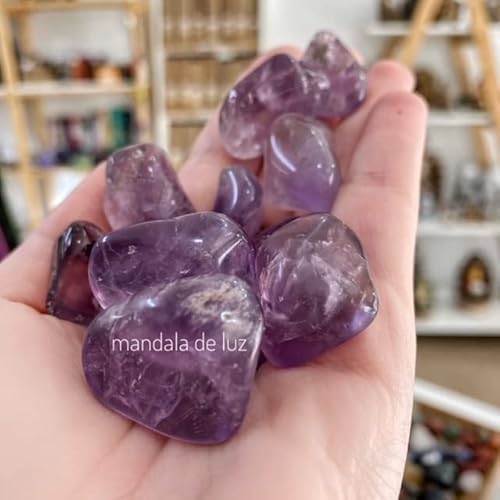 Kit de Pedra Ametista Rolada Cristal Natural Pedras e Cristais Naturais M 100g