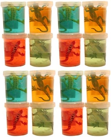 Bulk - 12 Lizard Slimes - Fun Slime with Reptile Figurine - Putty - Goo - Party Favors and Goodie Bags