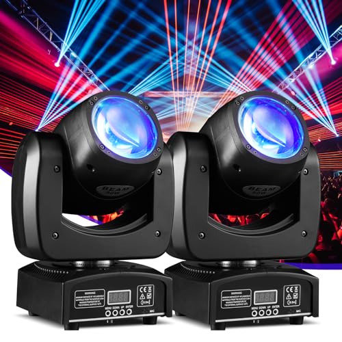 Moving Head Light 2 Pack 90W LED Beam Stage Light RGBW 4-in-1 DJ Lights Moving Head Spot Sound Activated DMX for Wedding Live Show Christmas Party