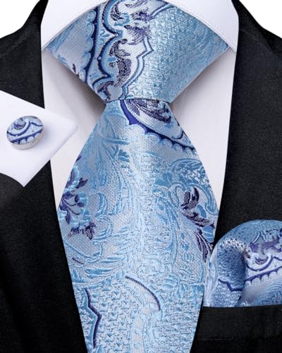 Image of DiBanGu Mens Zipper Ties Silk Adjustable Necktie Pocket Square
