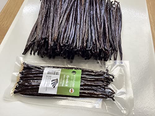 Image of 20 Tahitian Vanilla Beans Grade B for extract, Cooking and Baking by FITNCLEAN VANILLA| Fresh 5 inch-7 inch NON-GMO Whole Natural Raw Pods
