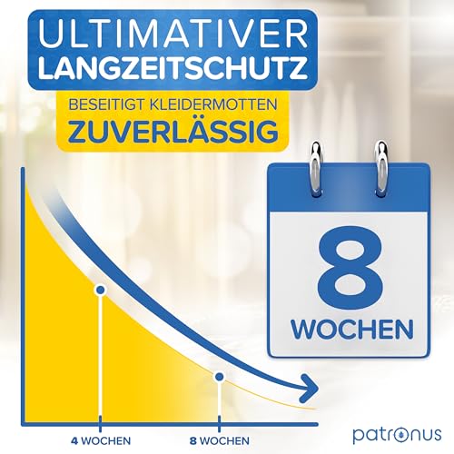 Patronus Kleidermottenfalle [10 Stück] - effektiver Mottenschutz für Kleiderschrank - Mottenfalle Kleidermotten mit maximaler Lockwirkung - Kleidermotten bekämpfen - Alternative zu Mottenpapier 4