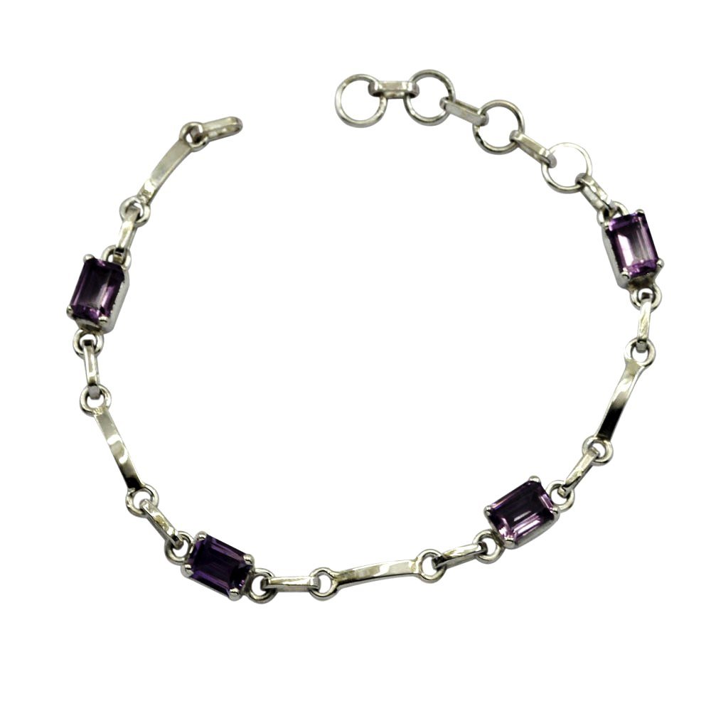 Bracelets pour femmes en véritable améthyste et argent style lien - 5