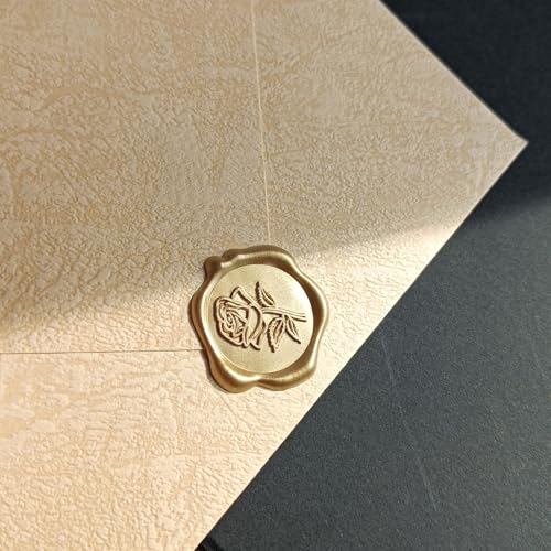 50 Pcs Gold Rose Wax Seal Stickers, Rose Envelope Wax Seal, Wedding Invitation Accessories, Easy to Use Gold Envelope Stickers with Good Adhesion