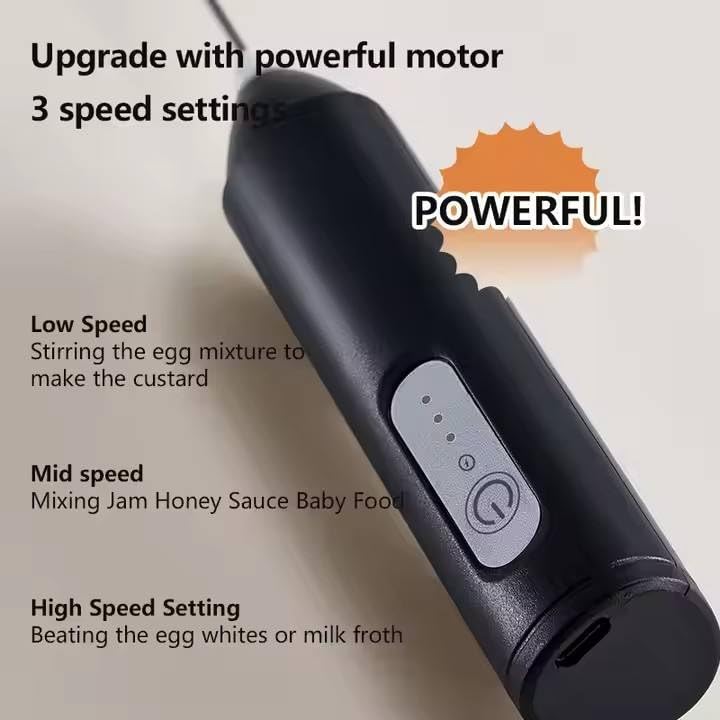 Image of VeeDee Rechargeable Electric Milk Frother Handheld Wand with 3 Speeds & Dual Whisk - Portable Foam Maker for Coffee, Latte, Cappuccino, Matcha, Lassi & Egg Beating (USB Charging)