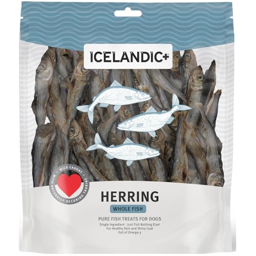 Image of Icelandic+ Whole Fish Herring - 9oz Bag - Dog Treats,Pure Wild-Caught & Air-Dried,Ingredient Snack,Pet Chew,Just The Fish Nothing Else,(Pack of 2)