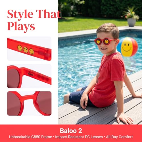 Image of SMILEYWORLD Kids Sunglasses for Boys Girls Age 3-12 UV400 Protection Sunglasses, Flexible Lightweight Shades