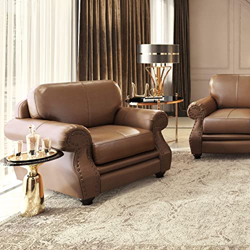 Sillón de cuero marrón robusto y cómodo miniatura 2