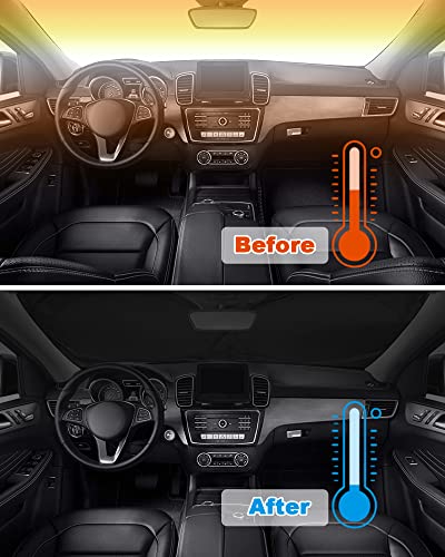 Rotopata 6 Piece Car Windshield Sunshades With Storage Pouch, Folding Front Window Truck Sun Shade Cover For Uv Rays, Automotive Interior Sun Heat Protection Visor (59 X 27.5 Inch) #TOP4