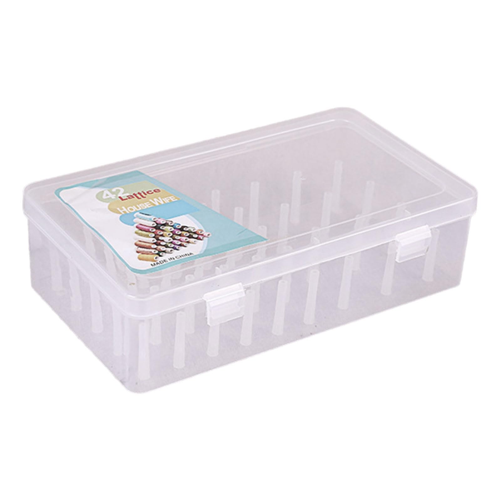 Ceabulo Clear 42 Slots Thread Spool Storage Box Thread Bobbin Organizers Case Sewing Thread Organizers For Small Large Thread Spools