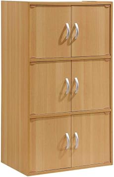 Hodedah 3-Shelf Bookcase Cabinet, Beech
