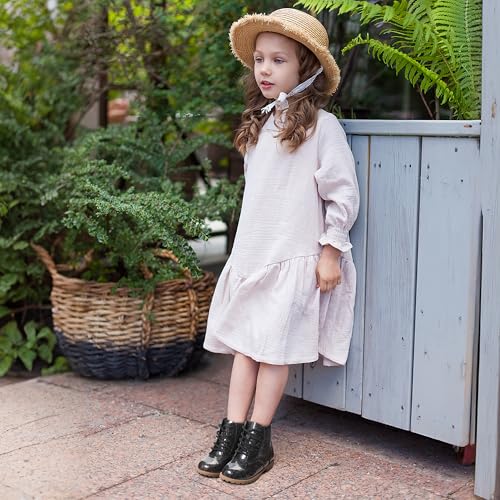 Girls Glitter Ankle Boots Side Zipper Combat Shoes with Lace Up for Toddler/Little Kid/Big Kid2