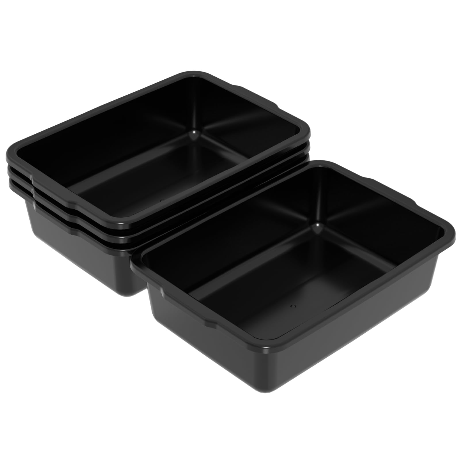 Julyeen 4-Pack 23 L Plastic Commercial Bus Box, Restaurant Dish Bin, Utility Bus Tubs, Black