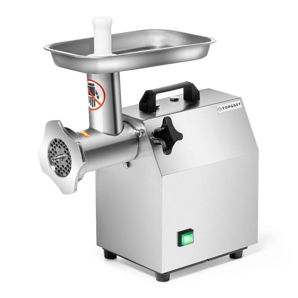 Picadora de carne y verduras eléctrica Professional, productividad 220 kg/h, cuerpo de acero inoxidable, fácil de limpiar, 2 tamices incluidos, 6 y 8 mm, mango ergonómico