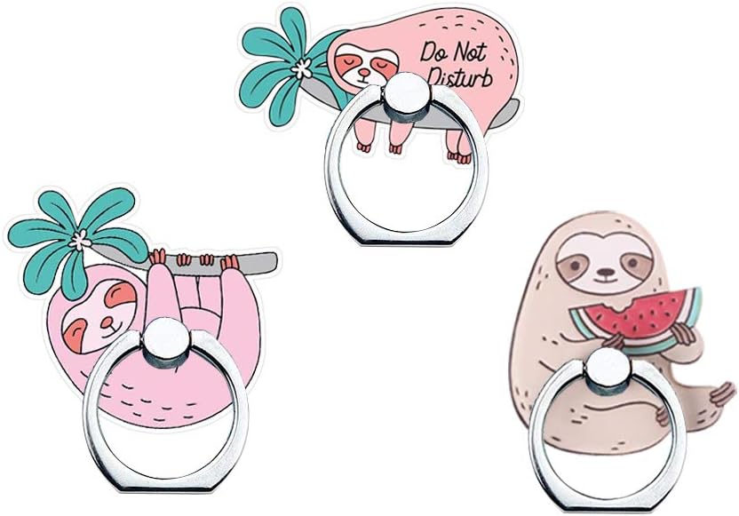 Phone Ring Holder Stand,Sloth Phone Ring Stand Holder 360 Rotation Finger Ring Grip Stand for Cellphones,Smartphones and Tablets(3 Pack Sloth Phone Ring Stand)