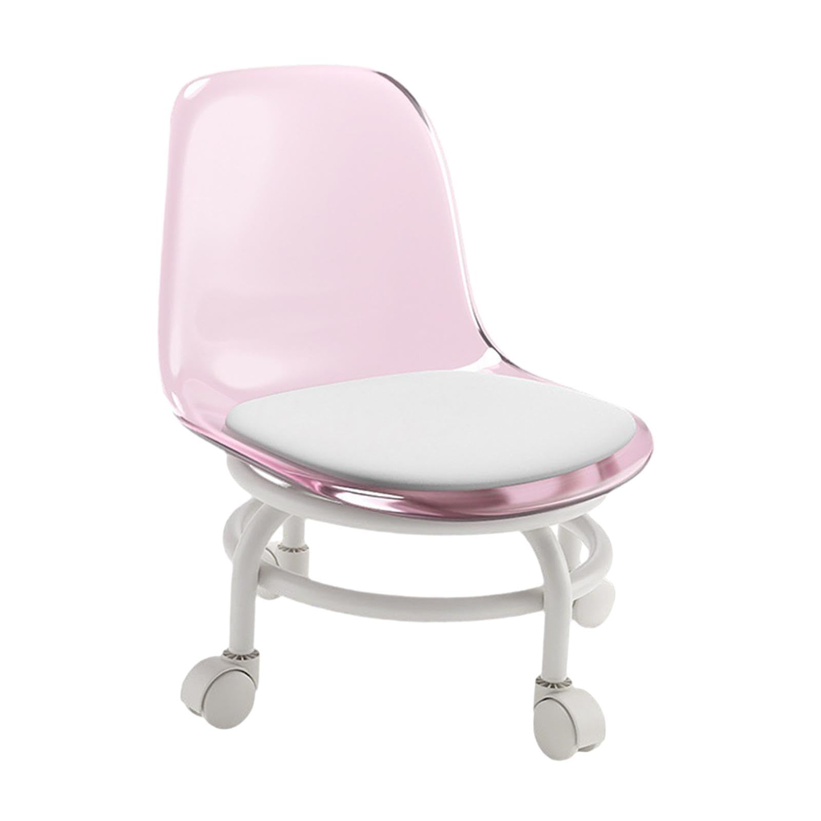 Taburete móvil con Respaldo, Taburete Giratorio de 360 Grados para Uso en Limpieza y pedicura, Rosado, Individual