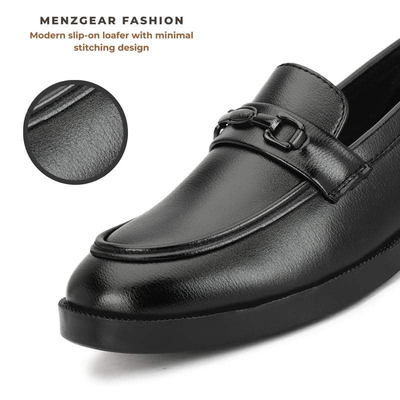Image of Men's Chain Buckle Loafers || Premium Smooth Faux Leather Slip On || Formal Office & Casual Wear Shoes