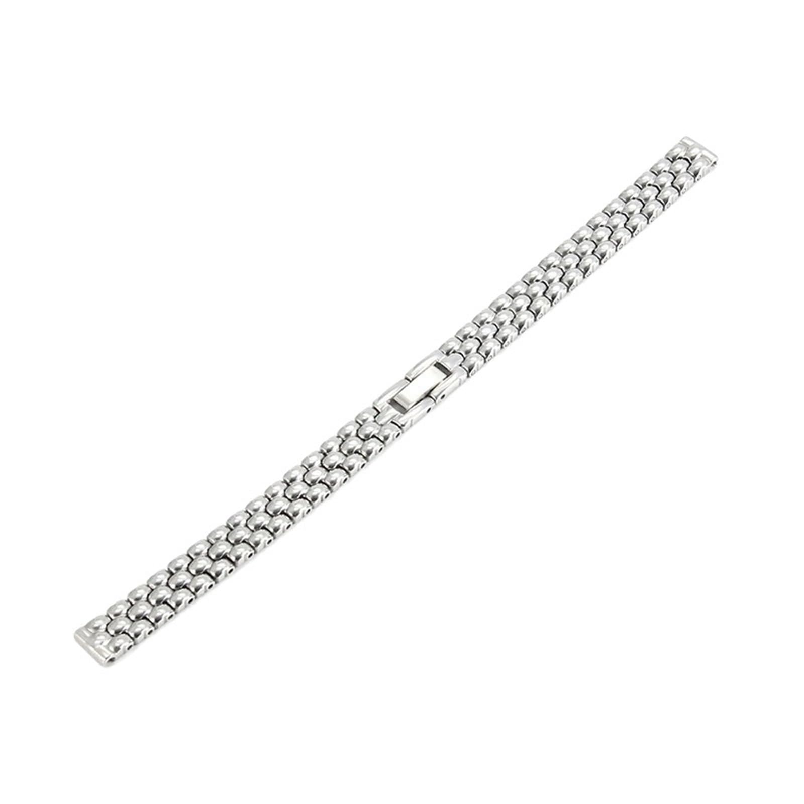 Correa de reloj de acero inoxidable, pulsera de reloj de moda plateada de 6mm, 8mm, 10mm, 12mm y 14mm, fácil de ajustar y reemplazar