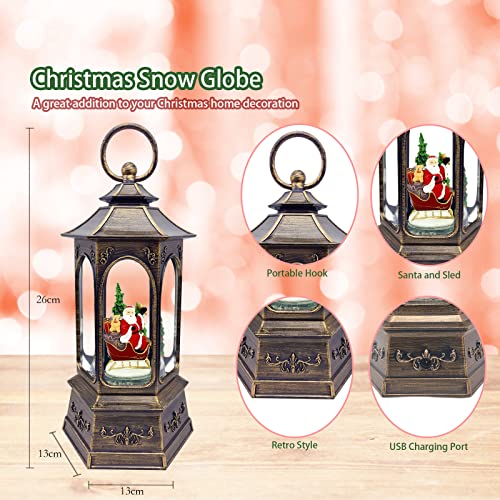 Christmas Snow Globes Christmas Snow Globe Musical Snow Globes Lantern Swirling Glitter Lantern With Santa Xmas Tree 8 Songs Battery Operated Snow Globe Snowglobes Christmas Decorations Usb 6H Timer #TOP1