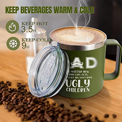 Father Gifts Dad Insulated Tumbler Mug With Handle From Daughter Son Wife, Fathers Birthday Coffee Cup Presents, Best Dad Ever, Husband, Men, Father-In-Law, Retirement Christmas Gift - 14Oz #TOP1