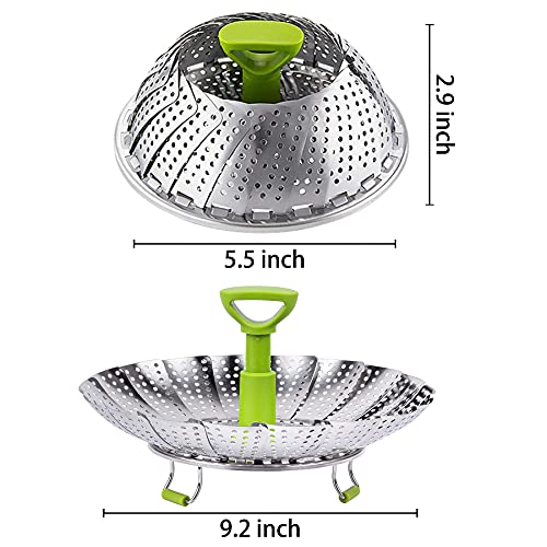 Stainless Steel Vegetable Steamer Basket for Cooking, Food Steamer Basket with Removable Center Handle for Veggie Seafood Cooking, mobzio Folding Expandable Steamer Basket Fit Various Size Pot - Thumbnail 2