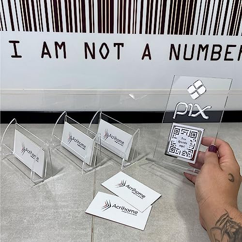 Kit Placa de Pix com 3un de Porta cartão de Visita - Acrílico Transparente e espelhado