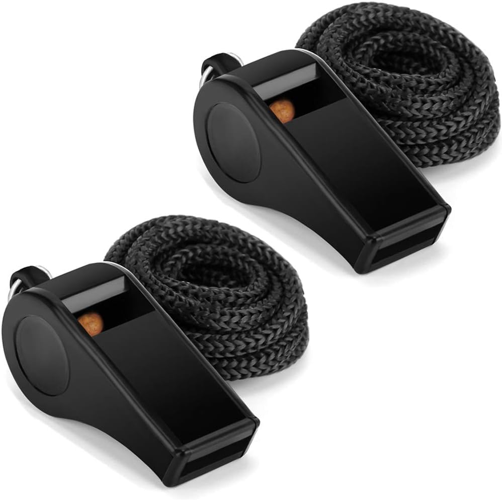 Fya Sports Whistle with Lanyard, Very Loud Black Whistles Great for Coaches, Referees, Outdoor Sports