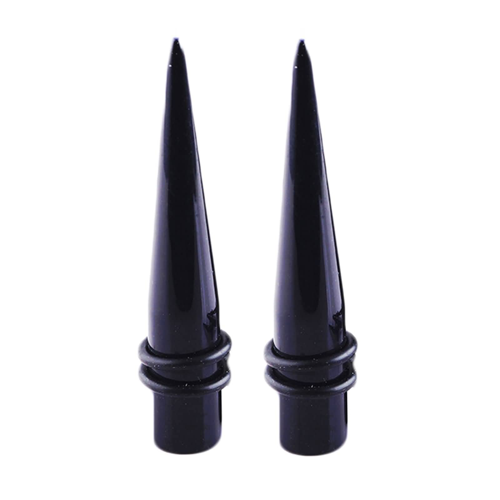 Daesar Ohr Plug Set, Piercing Tunnel 1.6-24MM Acryl Schwarz Glatt Spike Ear Plugs Ohr Expander 2er Set