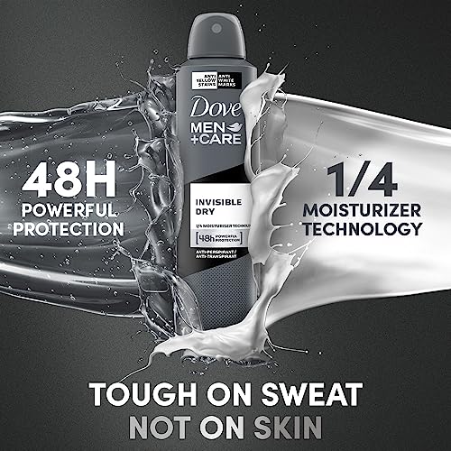 Image of Dove Men+Care Invisible Dry Spray Antiperspirant Deodorant, Up To 48 hrs Protection From Sweat & Odour, Instantly Dry for Cleaner Feel & Leaves No White Marks or Stain, Soothes & Moisturises Skin, Warm, Oriental Scent, 250ml (Pack of 3)