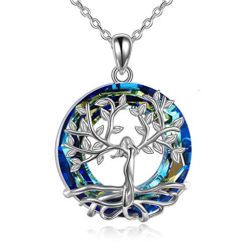 AOBOCO Baum des Lebens Halskette, 925 Sterling Silber Göttin...