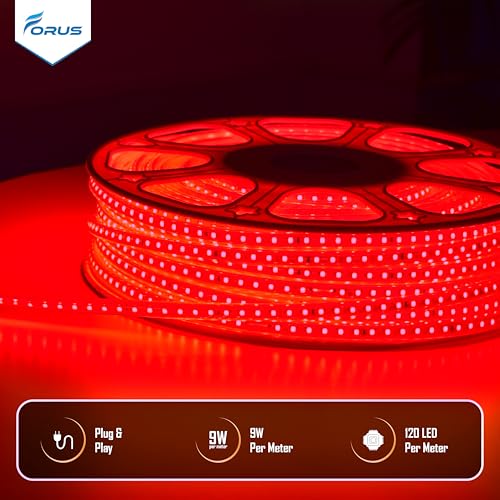 Image of Forus LED Rope Light 35 Meter 6 Month Warranty, Outdoor Waterproof Decorative Cove Lights for Ceiling, Balcony, Home Decor, Interior Decoration, Flexible Profile Light for Diwali, Christmas -Red