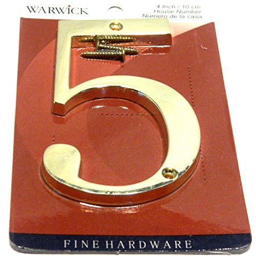 Polished Brass 4" House Address Number (5) #TOP1